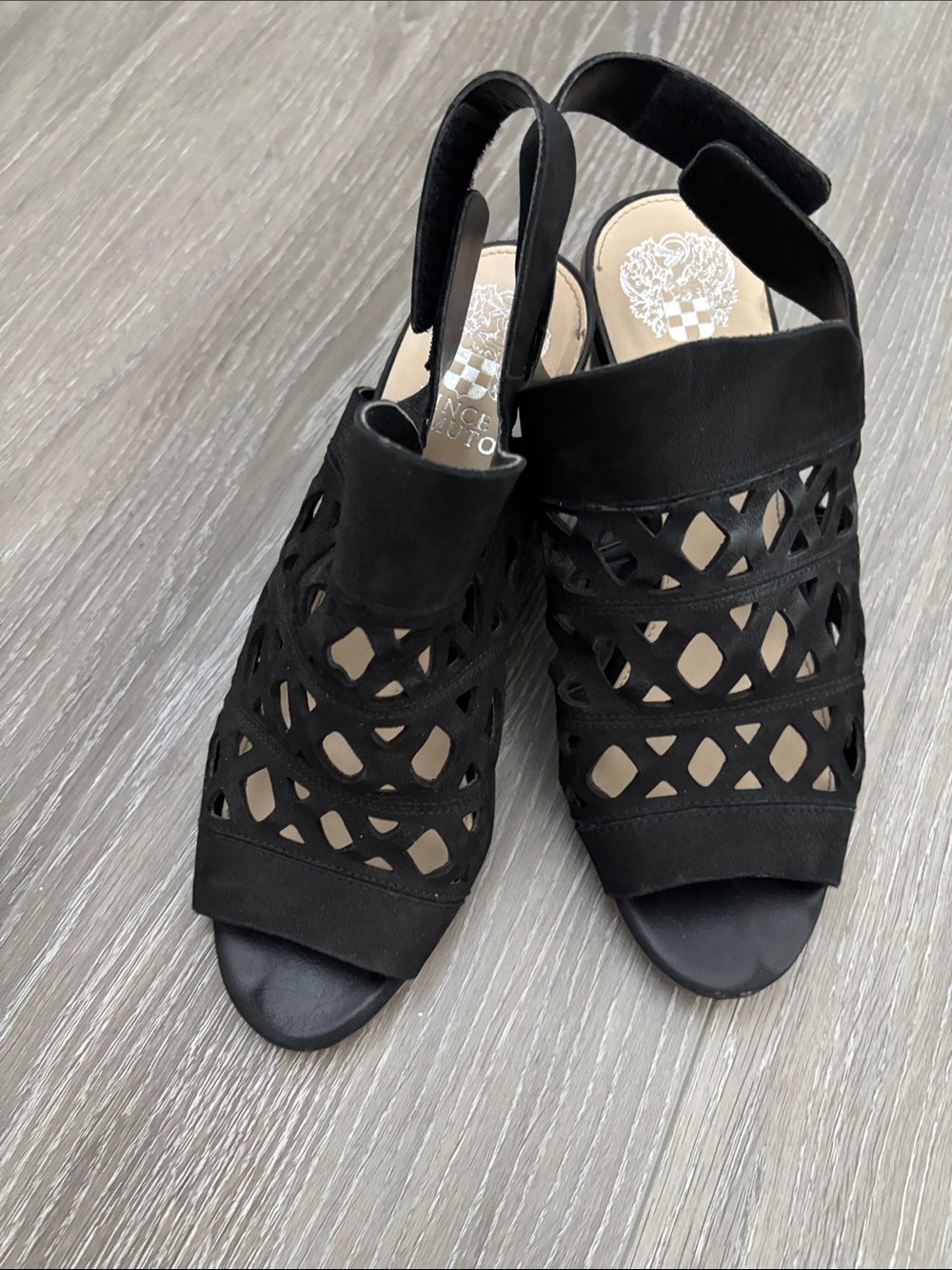 Vince Camuto Black Cutout Slingback Sandals